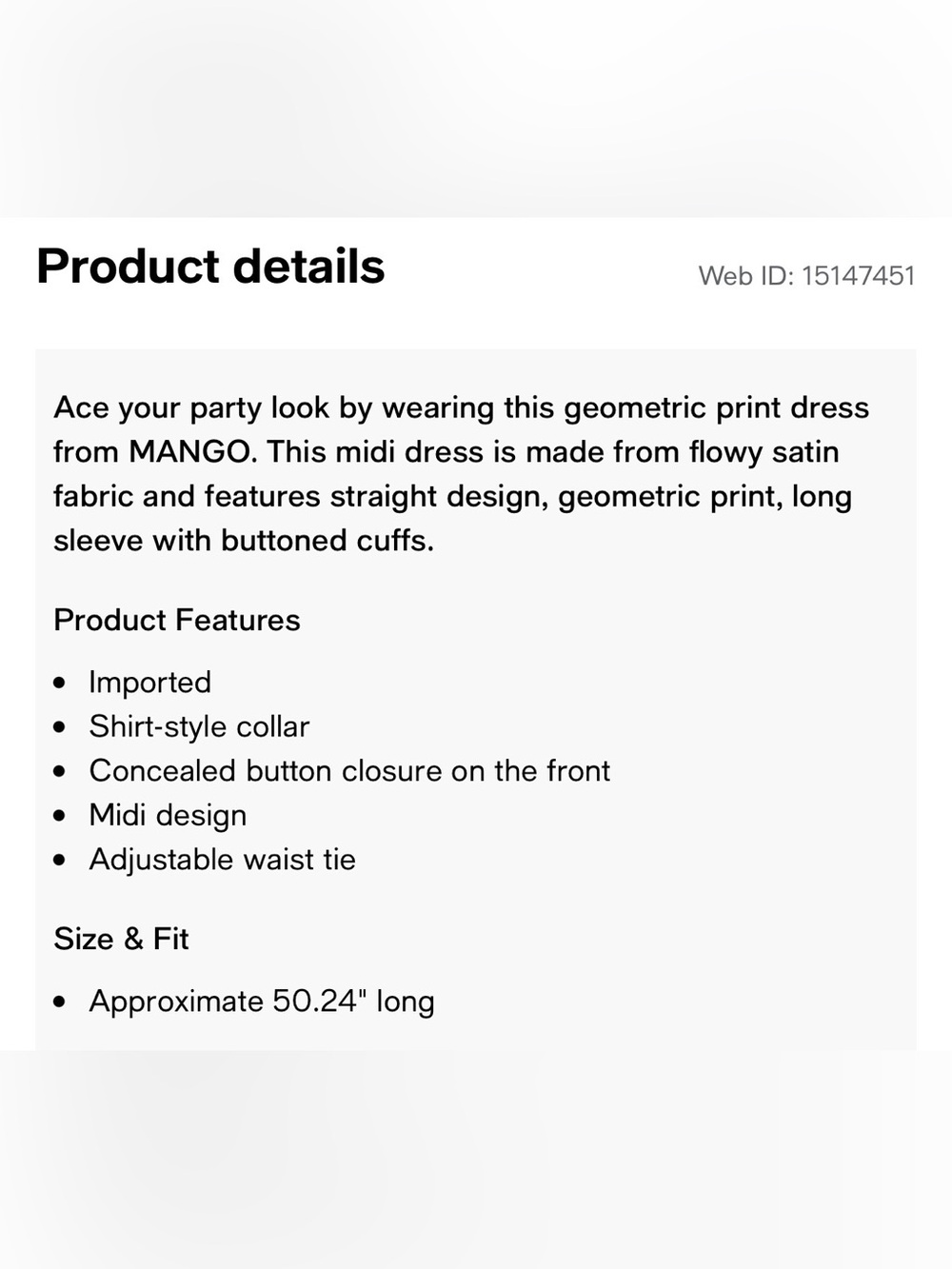 Mango Geometric Midi Shirt Dress - size 10 - Picture 11 of 11